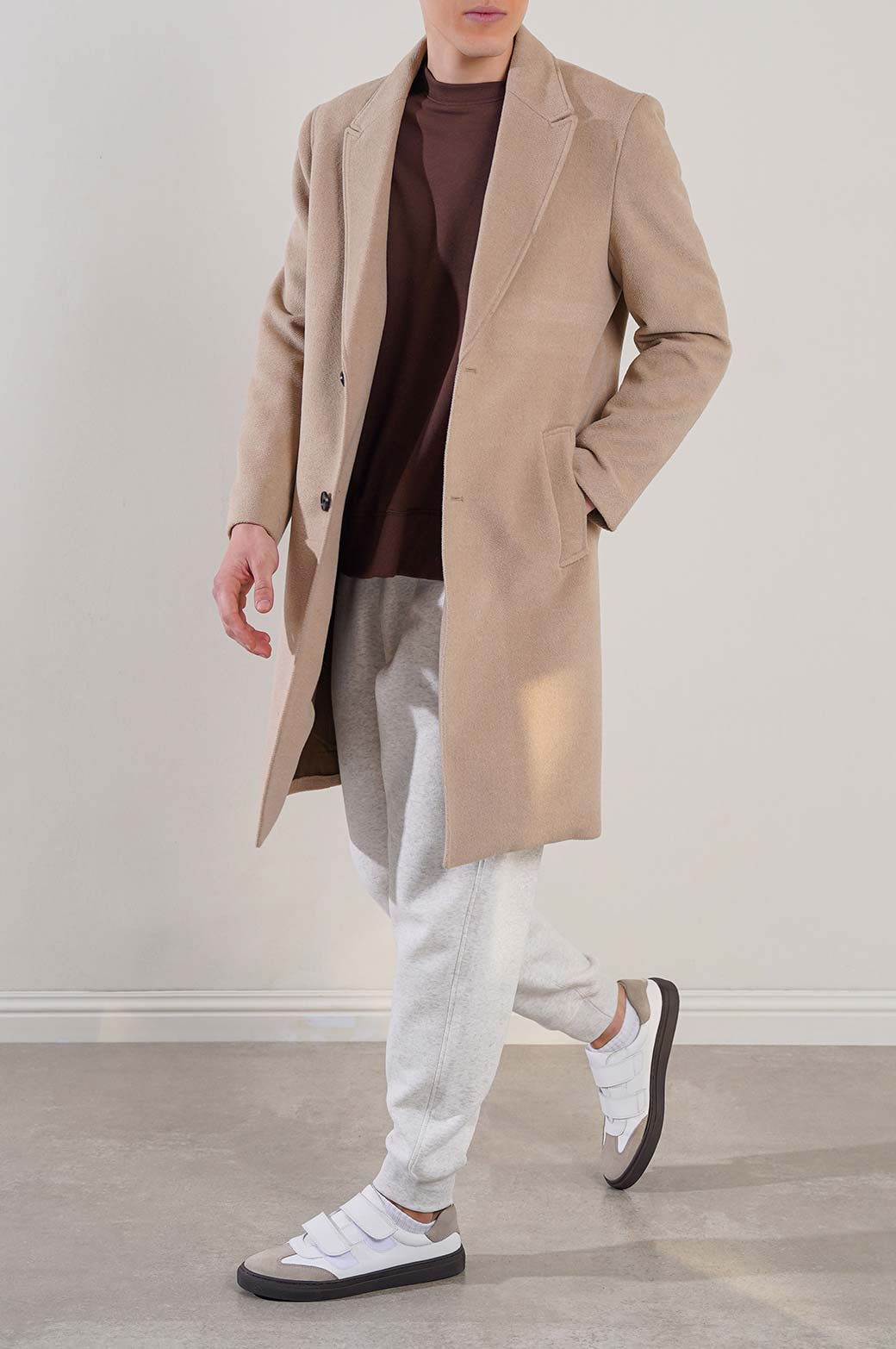 BEIGE WOOL BLEND COAT
