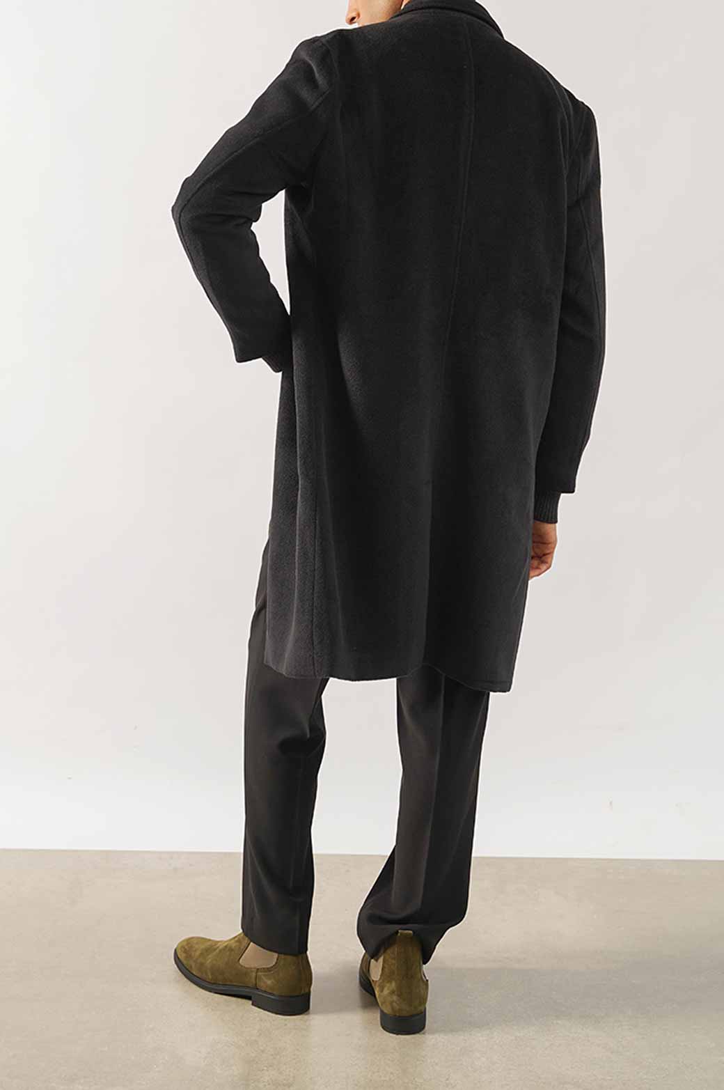 BLACK WOOL BLEND COAT