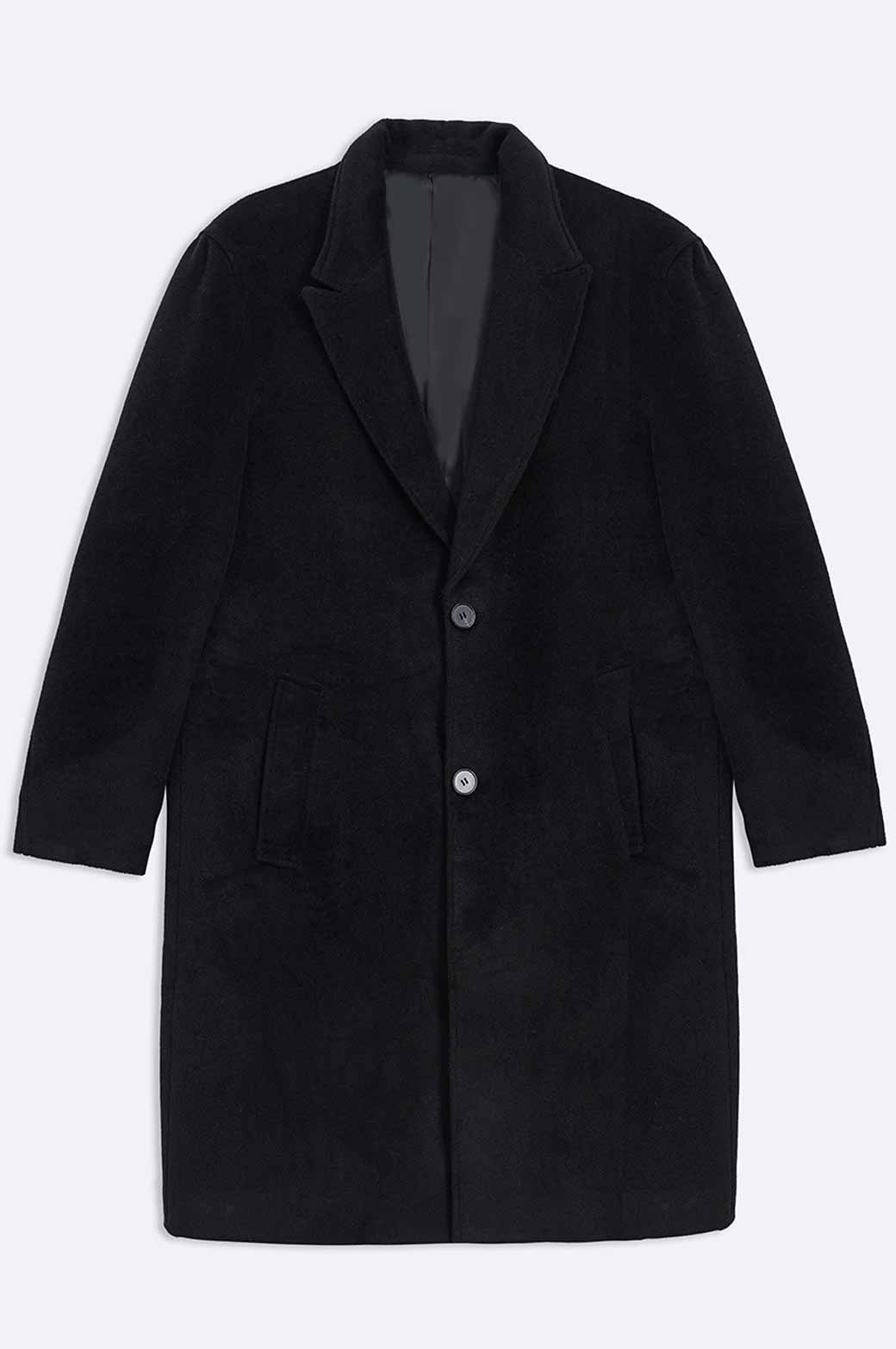 BLACK WOOL BLEND COAT