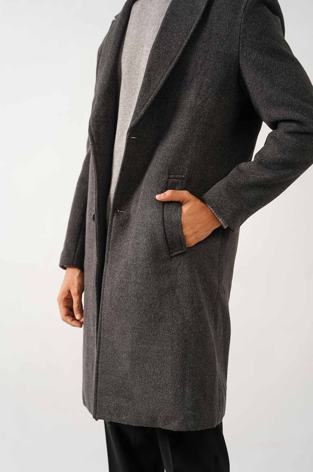 CHARCOAL WOOL BLEND COAT