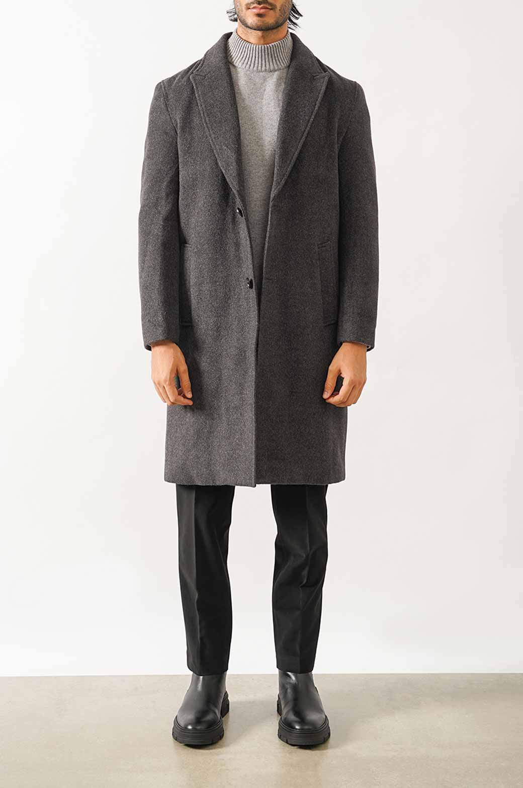 CHARCOAL WOOL BLEND COAT