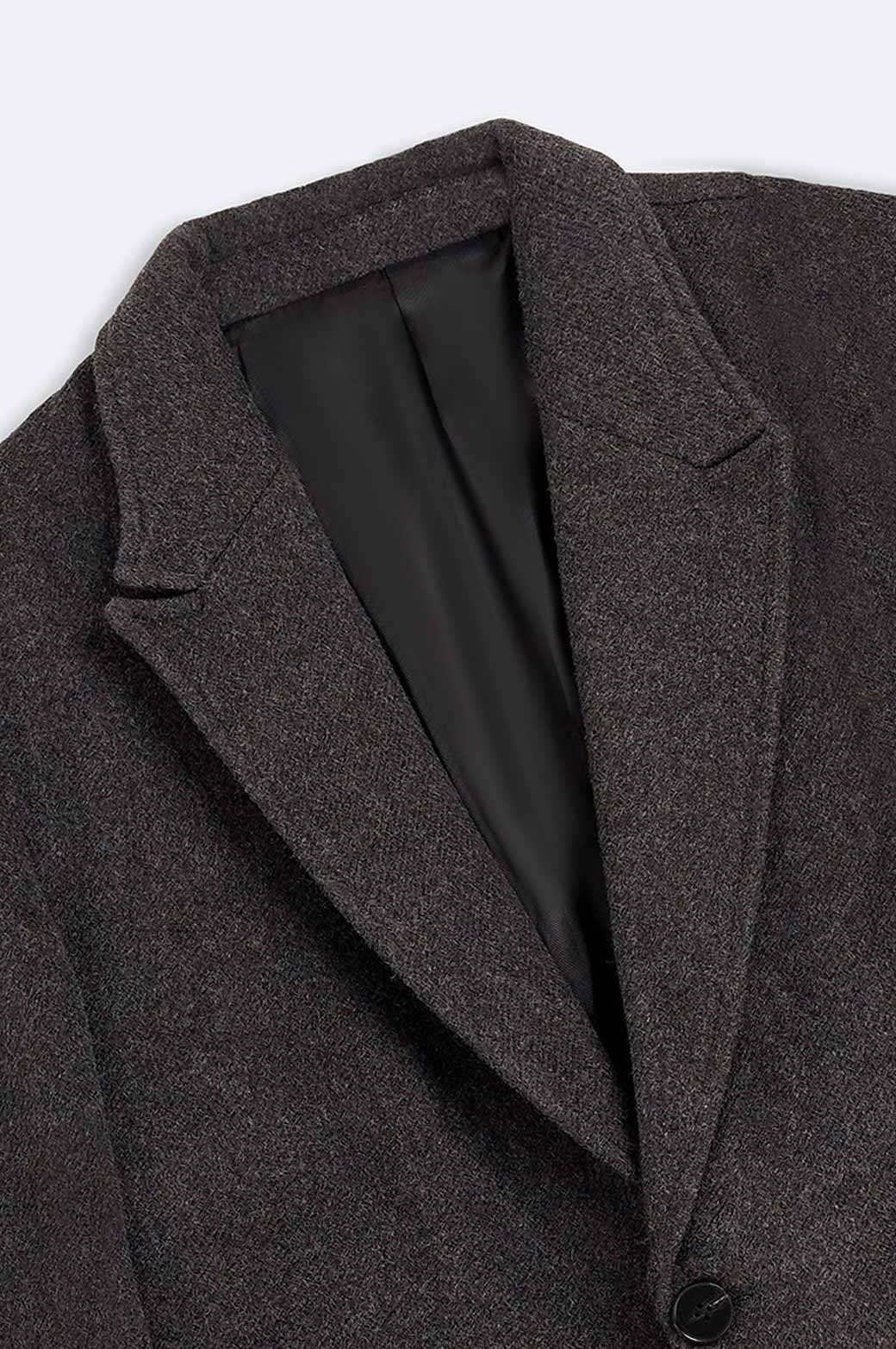 ジャケット・アウター volume wool tailored coat charcoal gray Wool Blend Boxy Jacket with Pleat - Charcoal Grey | Manière De Voir