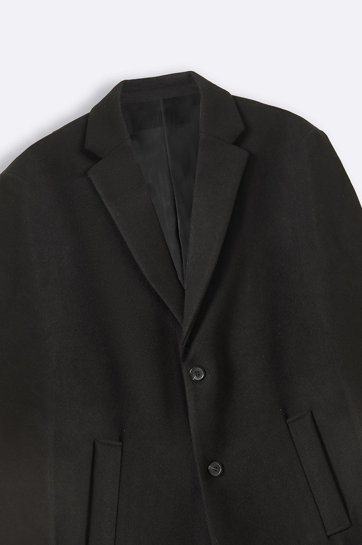 BLACK WOOL BLEND COAT