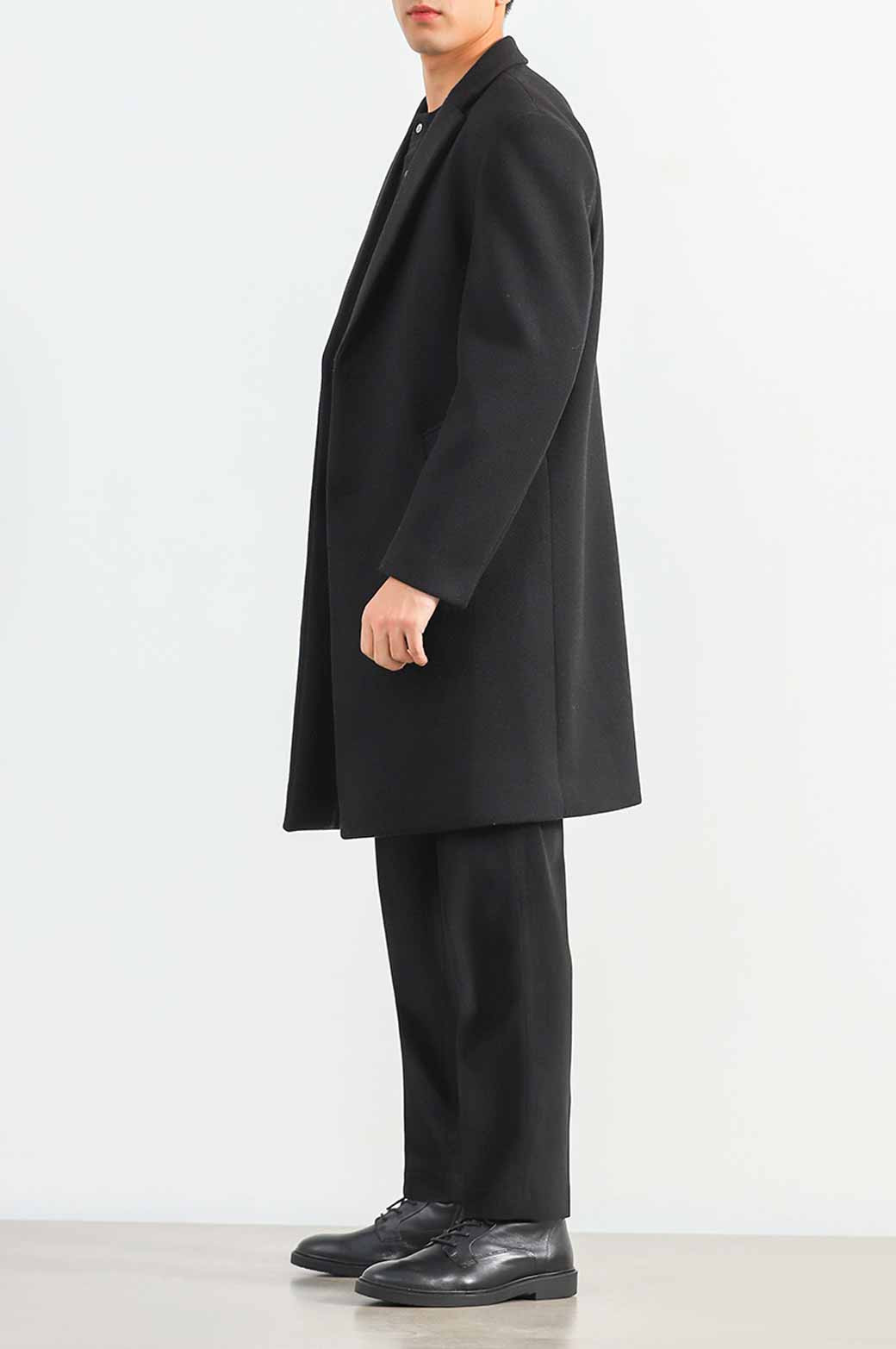 BLACK WOOL BLEND COAT