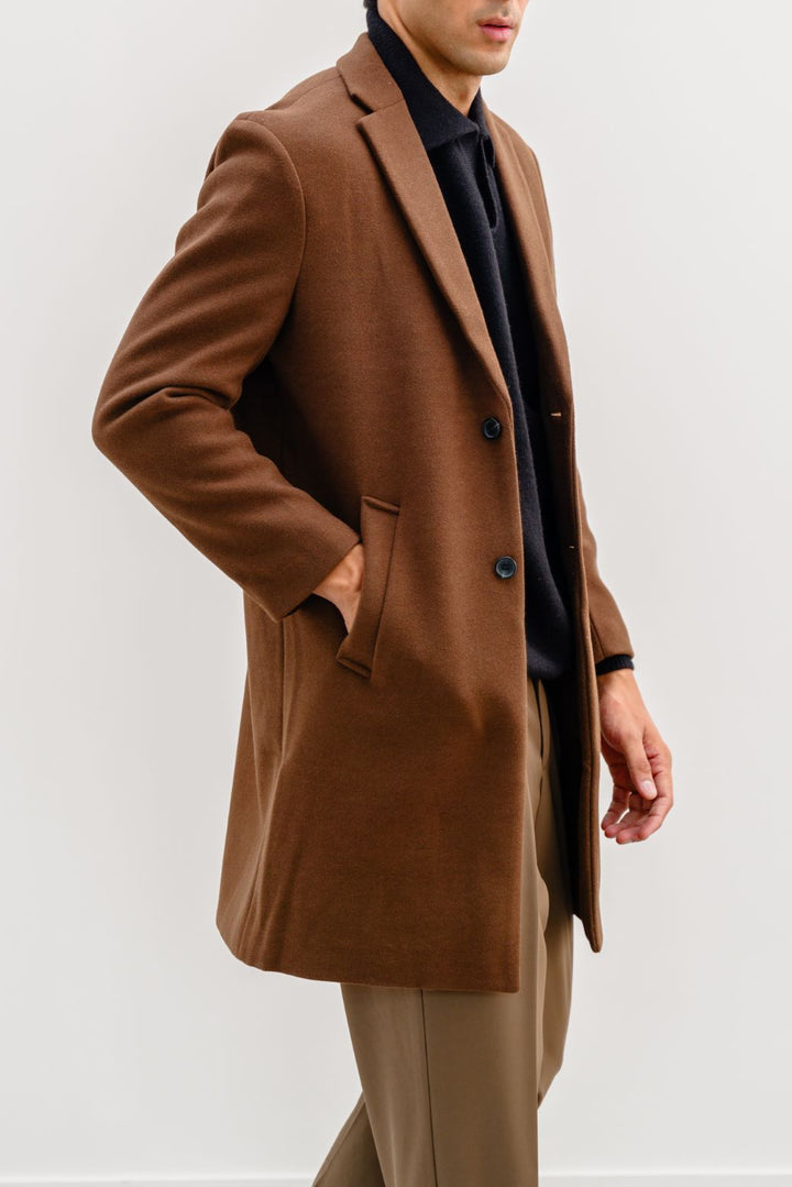 COFFEE WOOL BLEND COAT