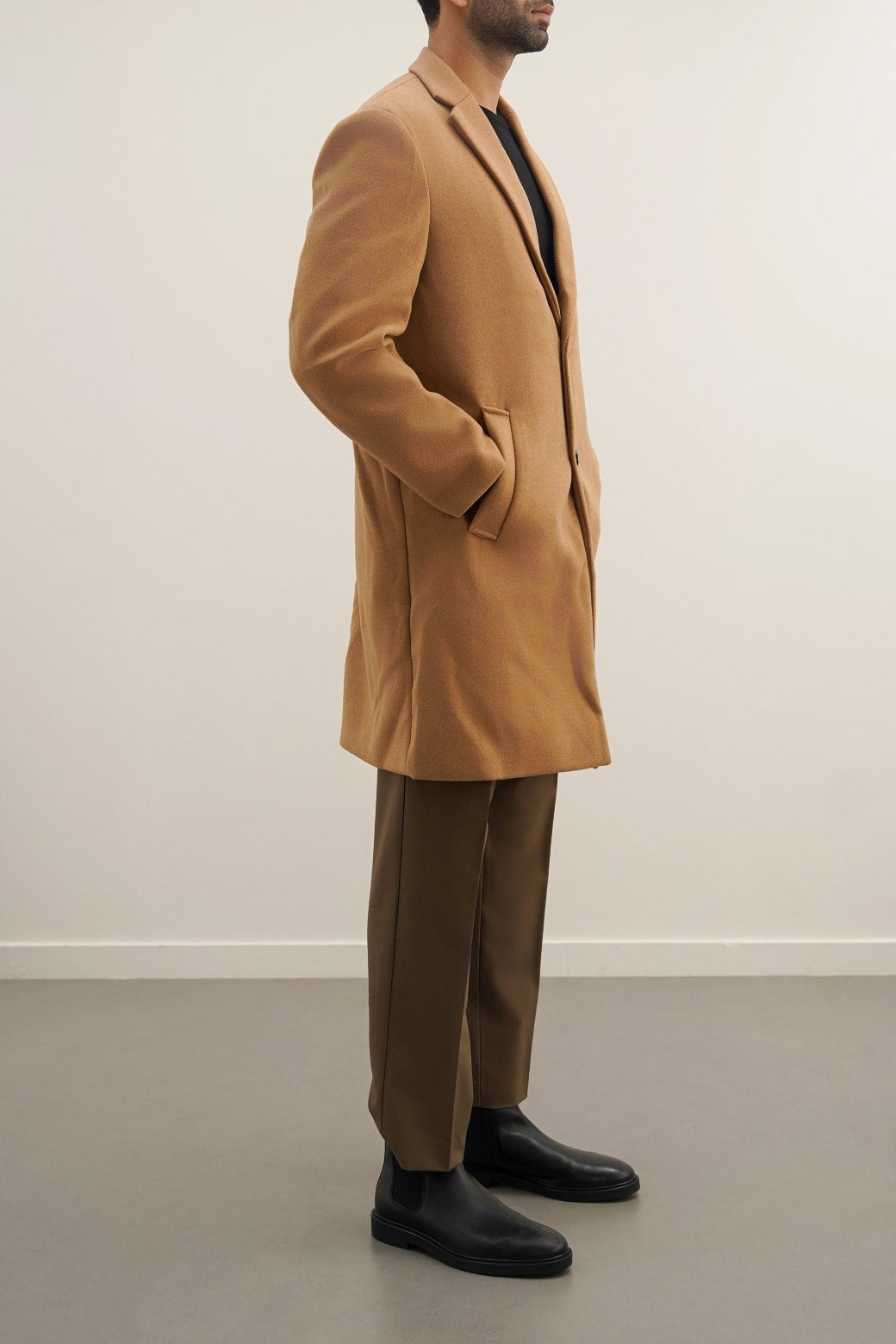 TAN WOOL BLEND COAT