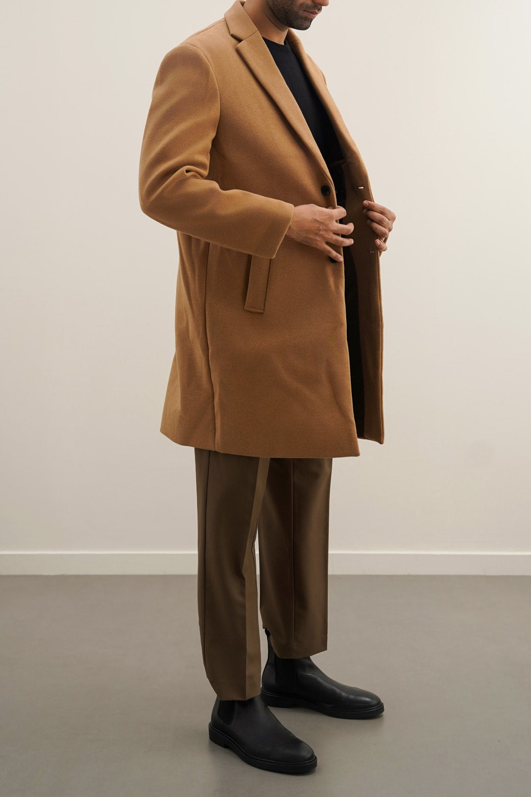 TAN WOOL BLEND COAT