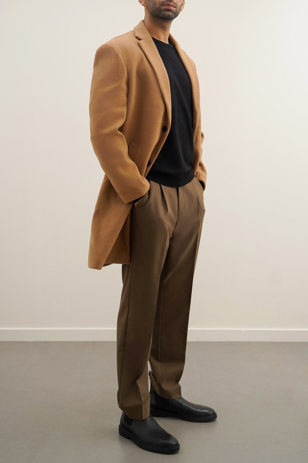 TAN WOOL BLEND COAT