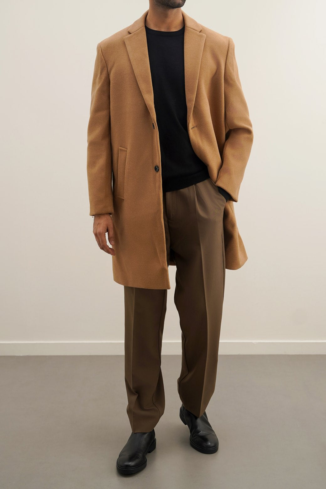 TAN WOOL BLEND COAT