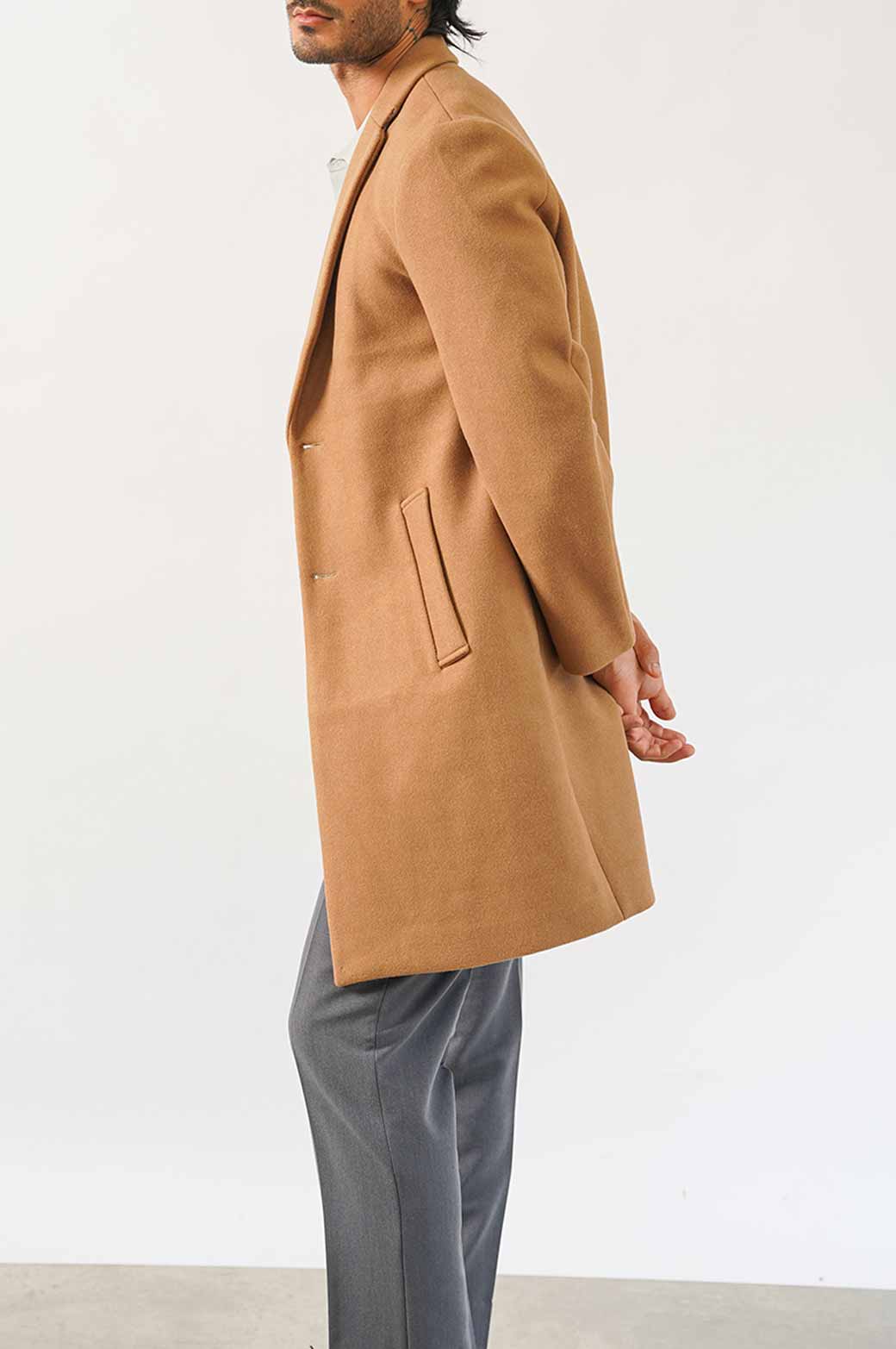 Tan wool shop blend coat