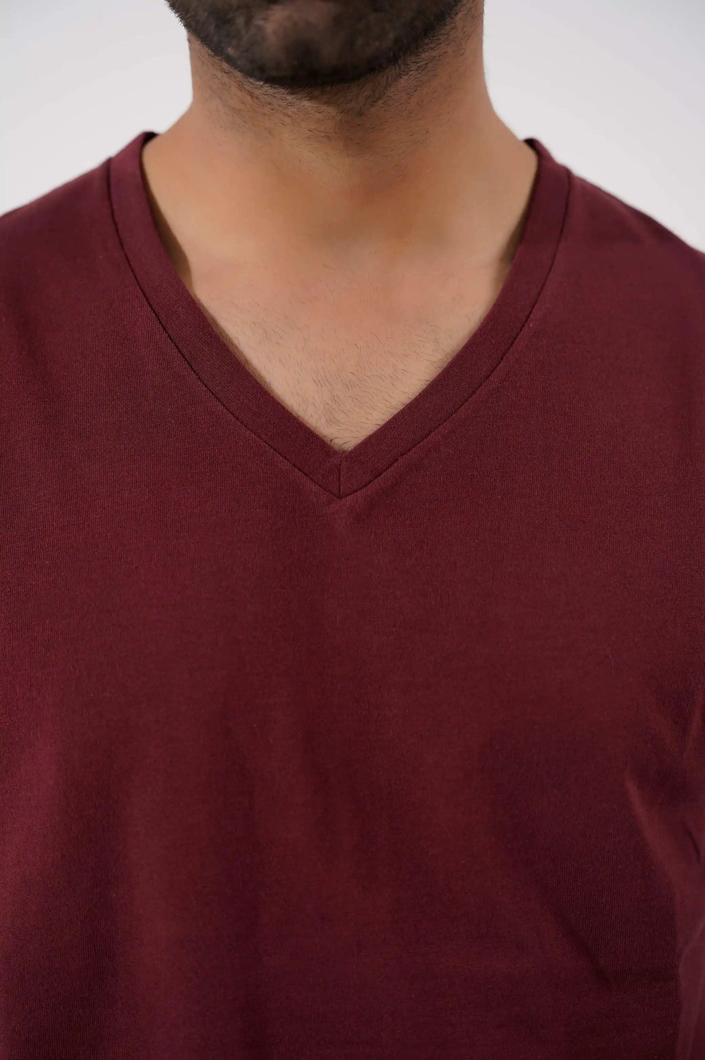 Dark Red V Neck T-Shirt