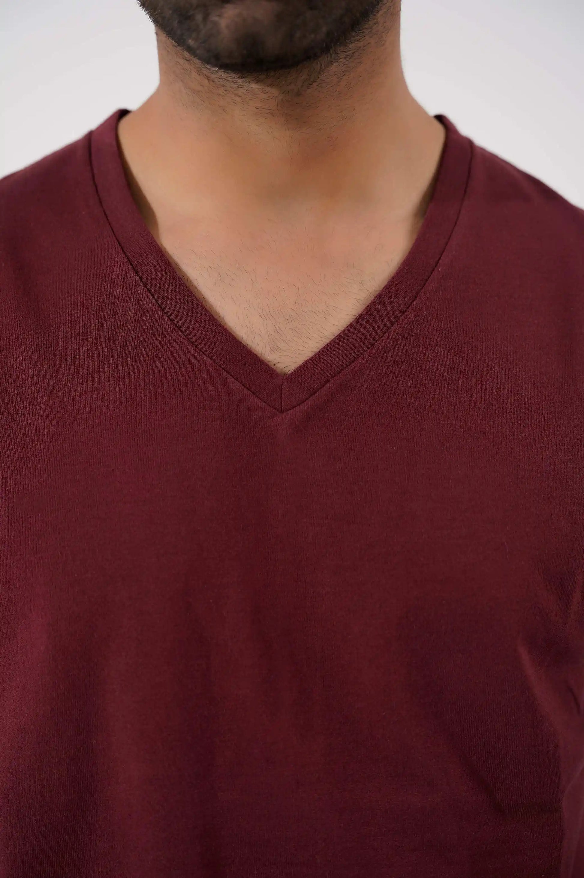 Dark Red V Neck T-Shirt