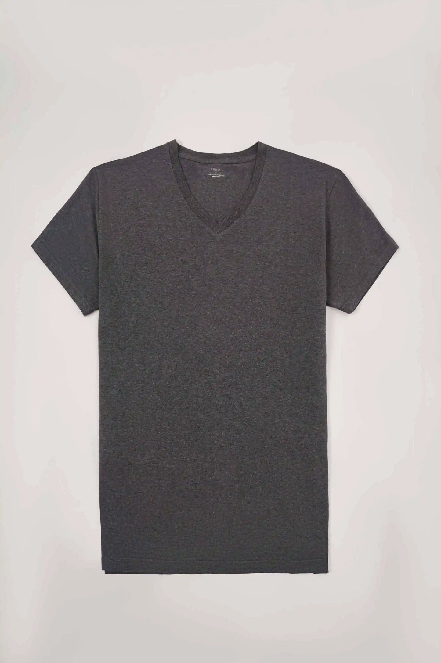 HEATHER CHARCOAL V NECK T-SHIRT