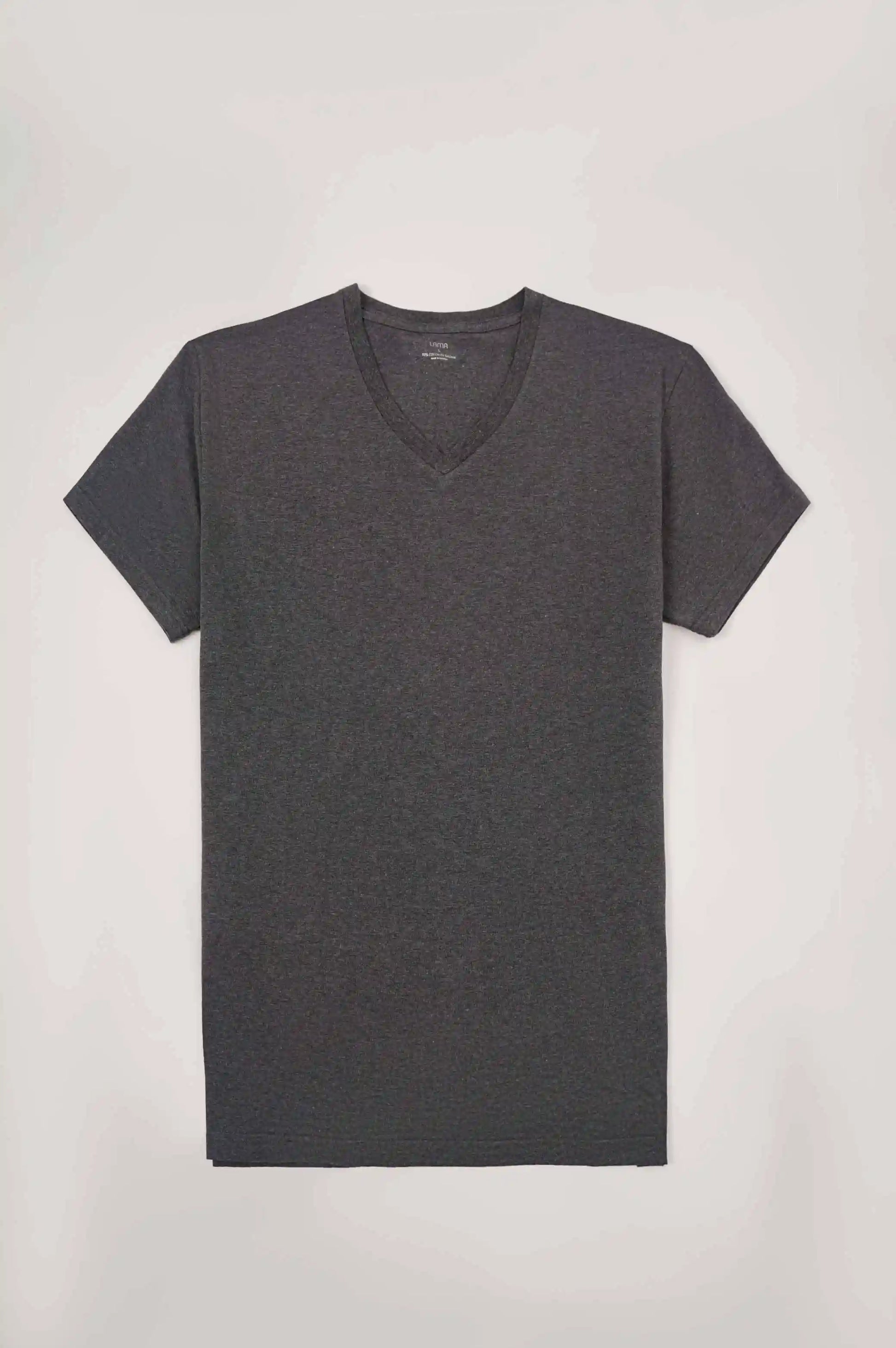 HEATHER CHARCOAL V NECK T-SHIRT