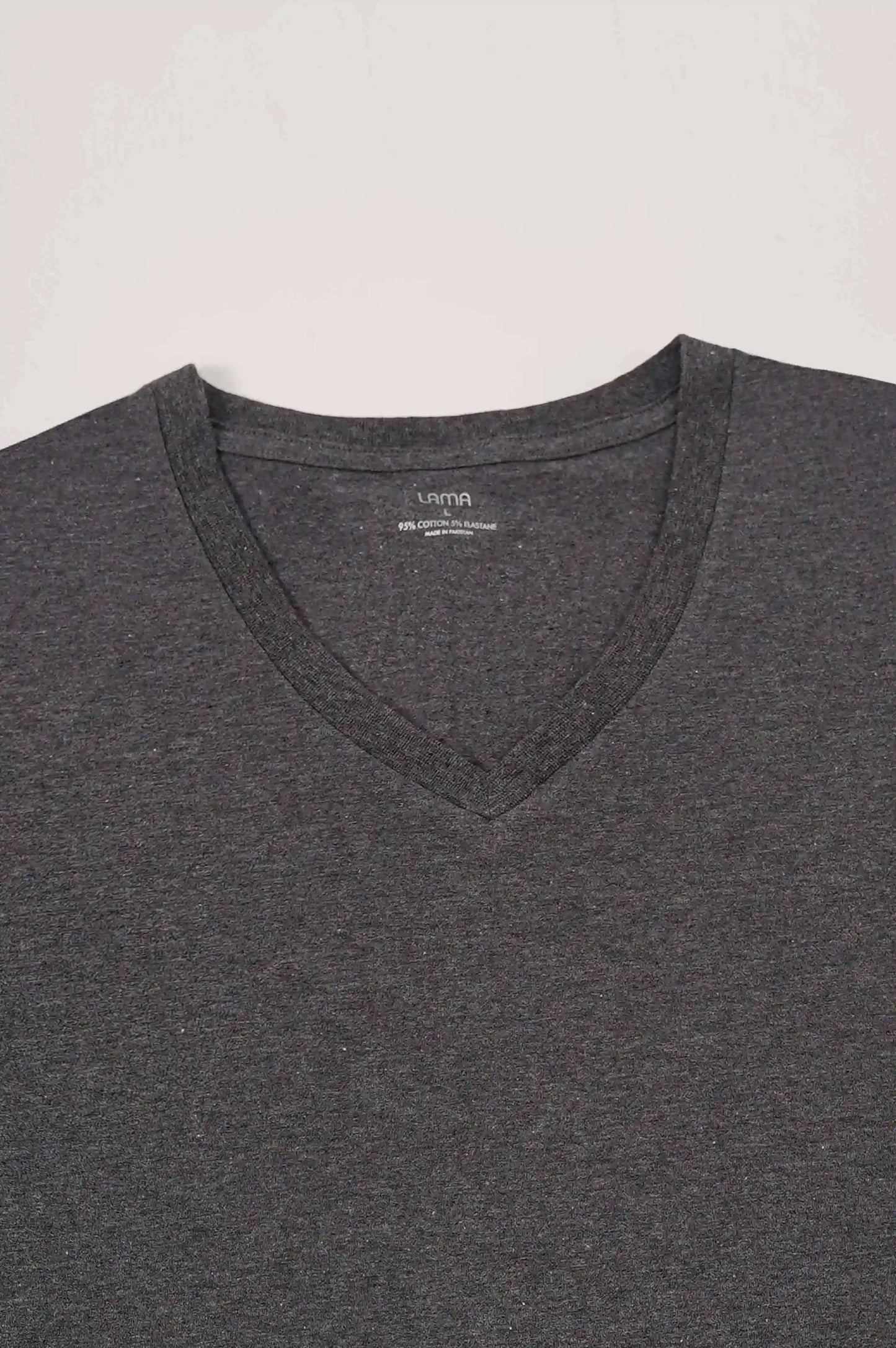 HEATHER CHARCOAL V NECK T-SHIRT
