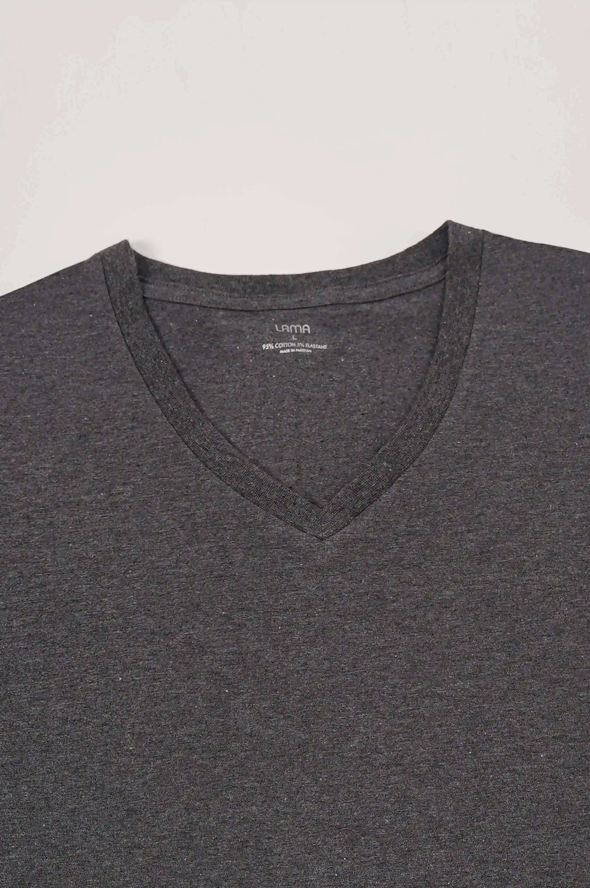 HEATHER CHARCOAL V NECK T-SHIRT