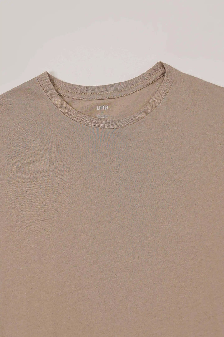 BEIGE CREW NECK T-SHIRT