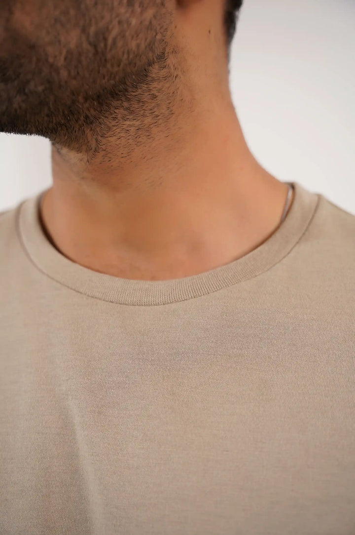 BEIGE CREW NECK T-SHIRT