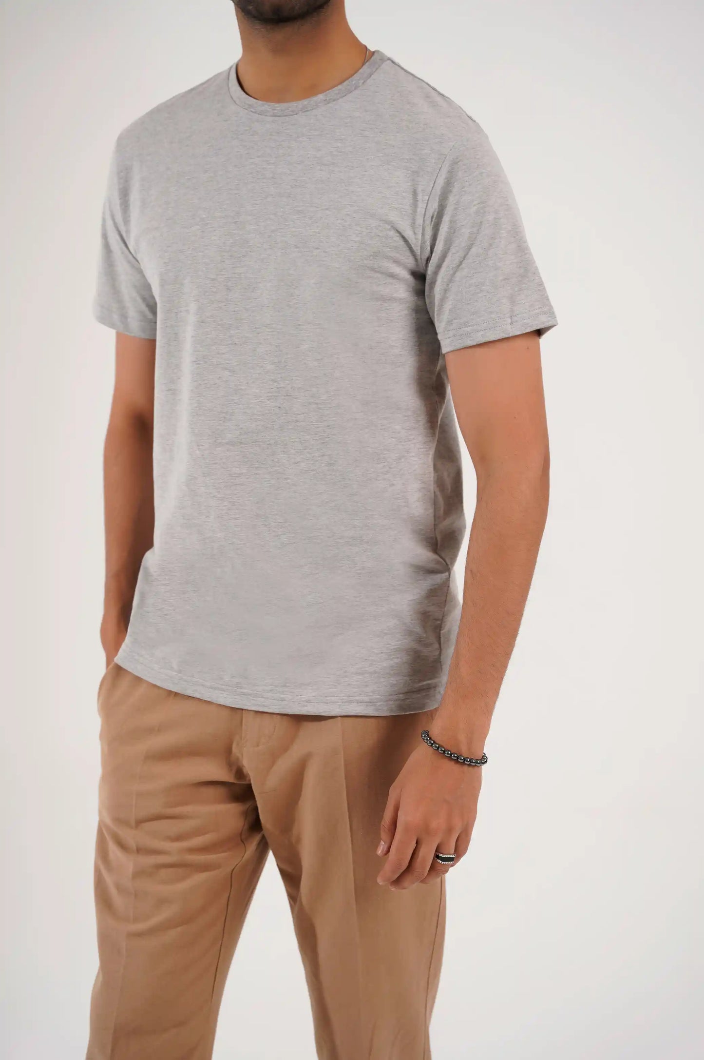 HEATHER GREY CREW NECK T-SHIRT