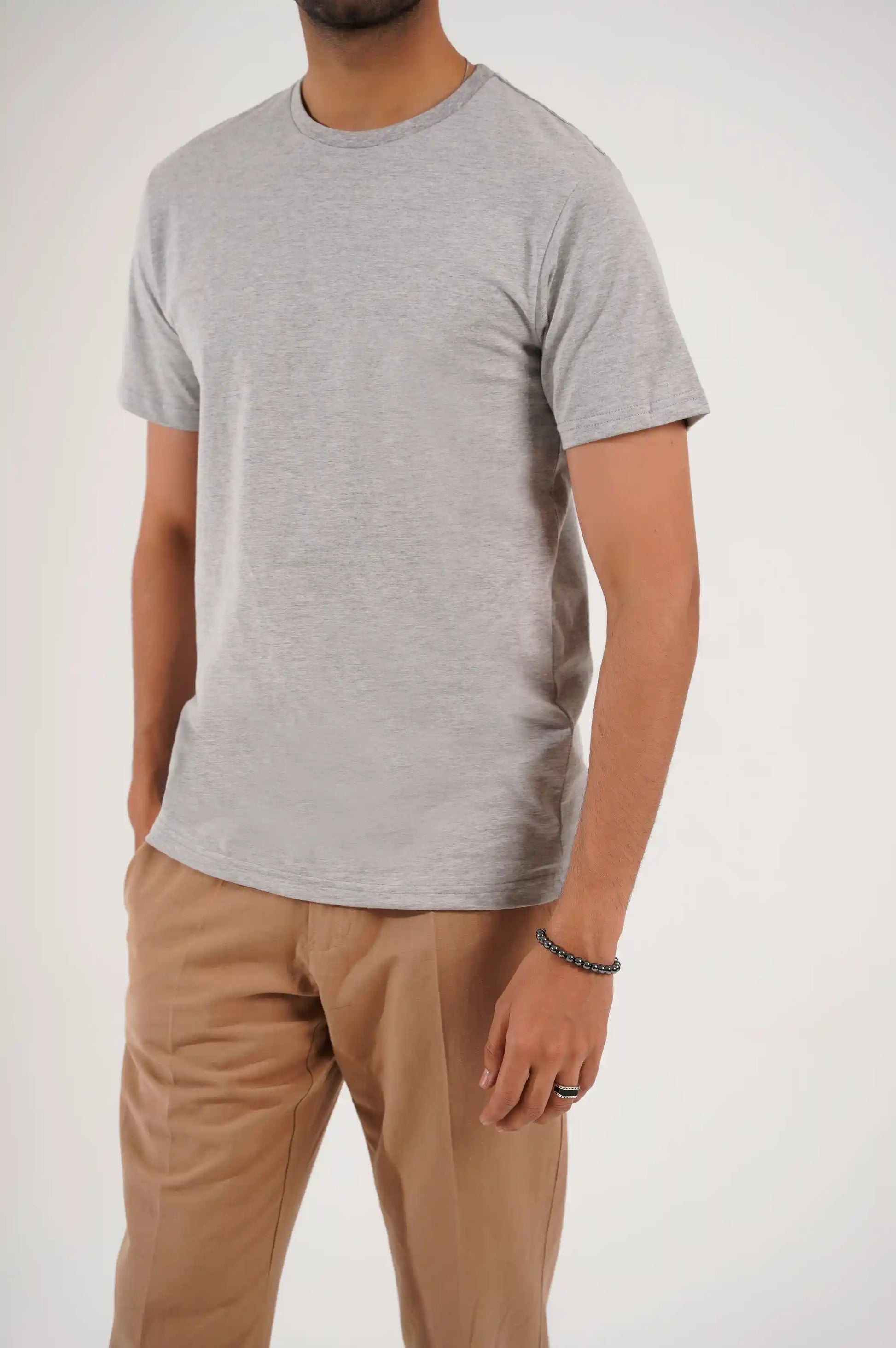 HEATHER GREY CREW NECK T-SHIRT