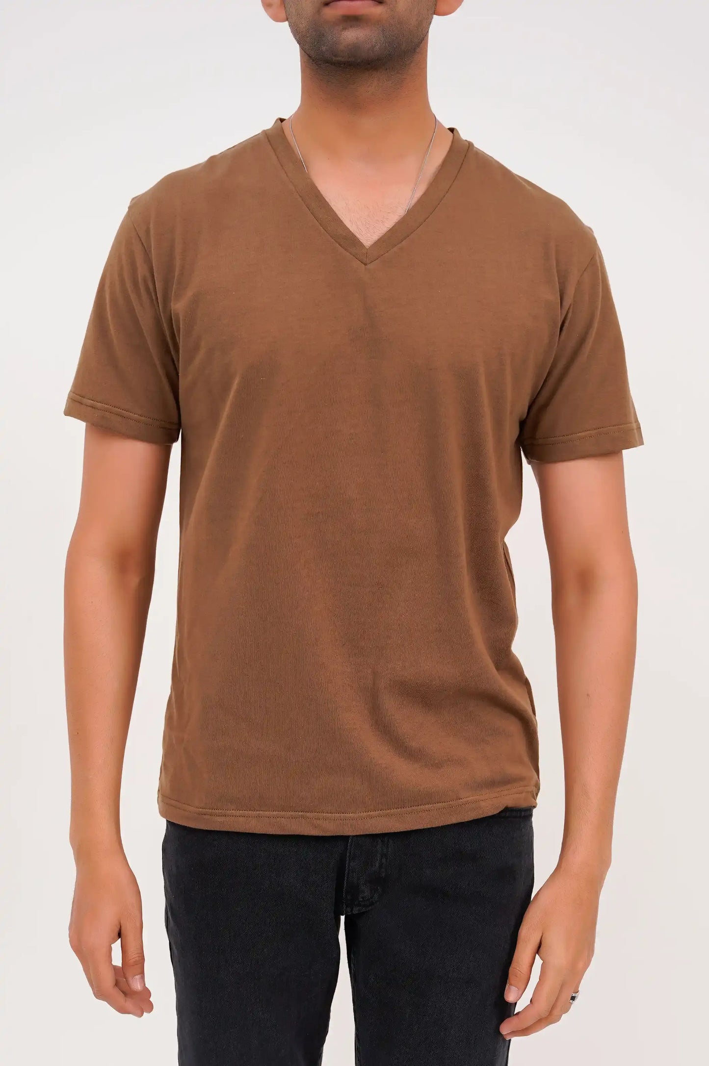 Brown V Neck T-Shirt