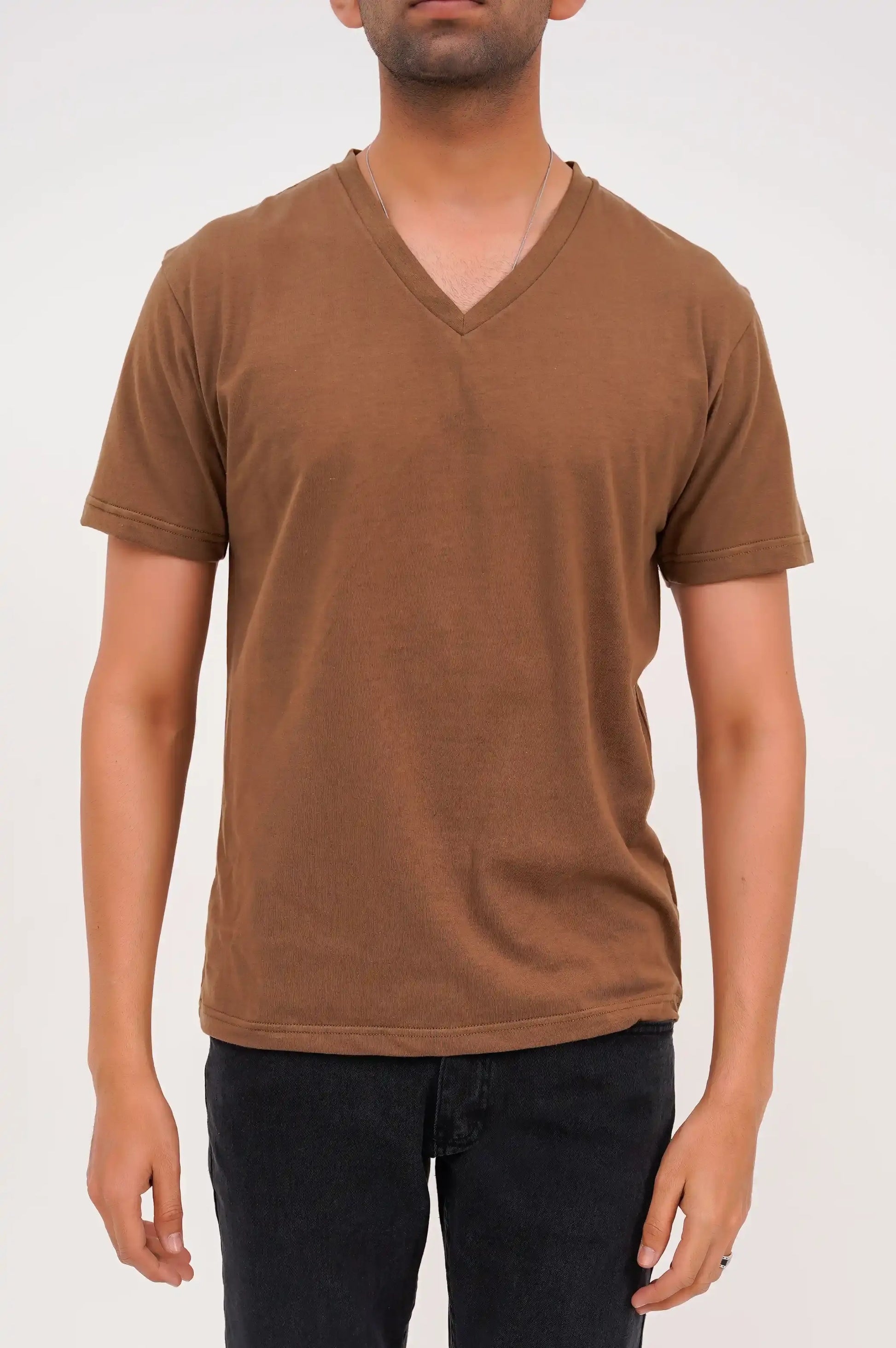 Brown V Neck T-Shirt