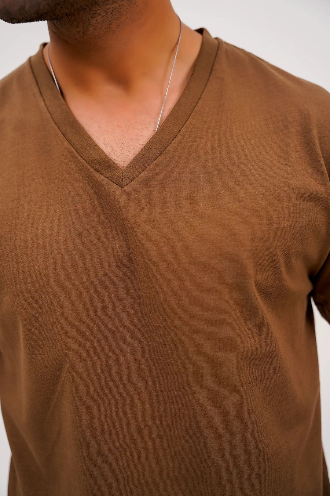 Brown V Neck T-Shirt