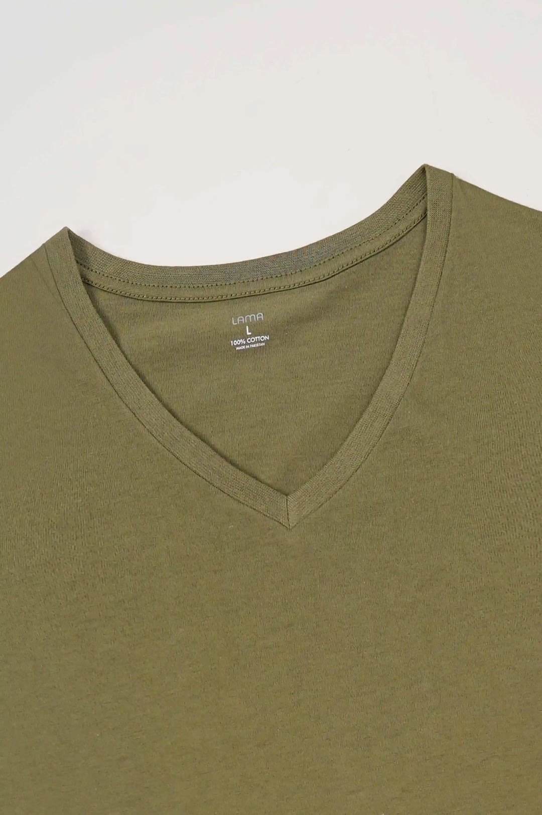 LIGHT OLIVE BASIC V NECK T-SHIRT