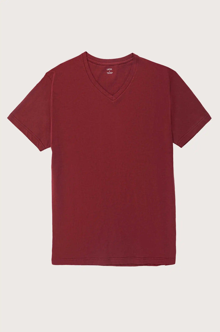 MAROON BASIC V NECK T-SHIRT