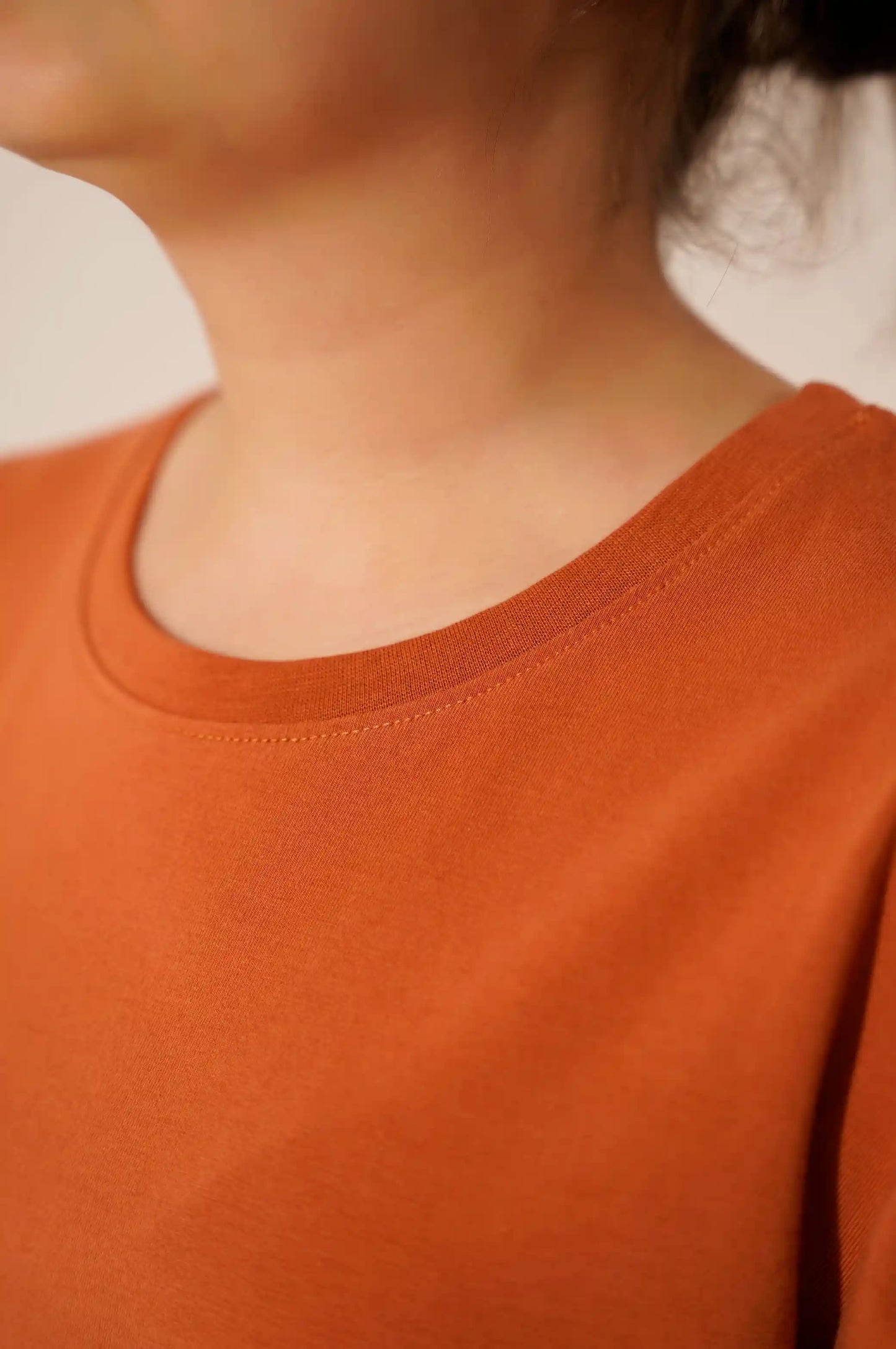 RUST CROPPED CREW NECK T-SHIRT
