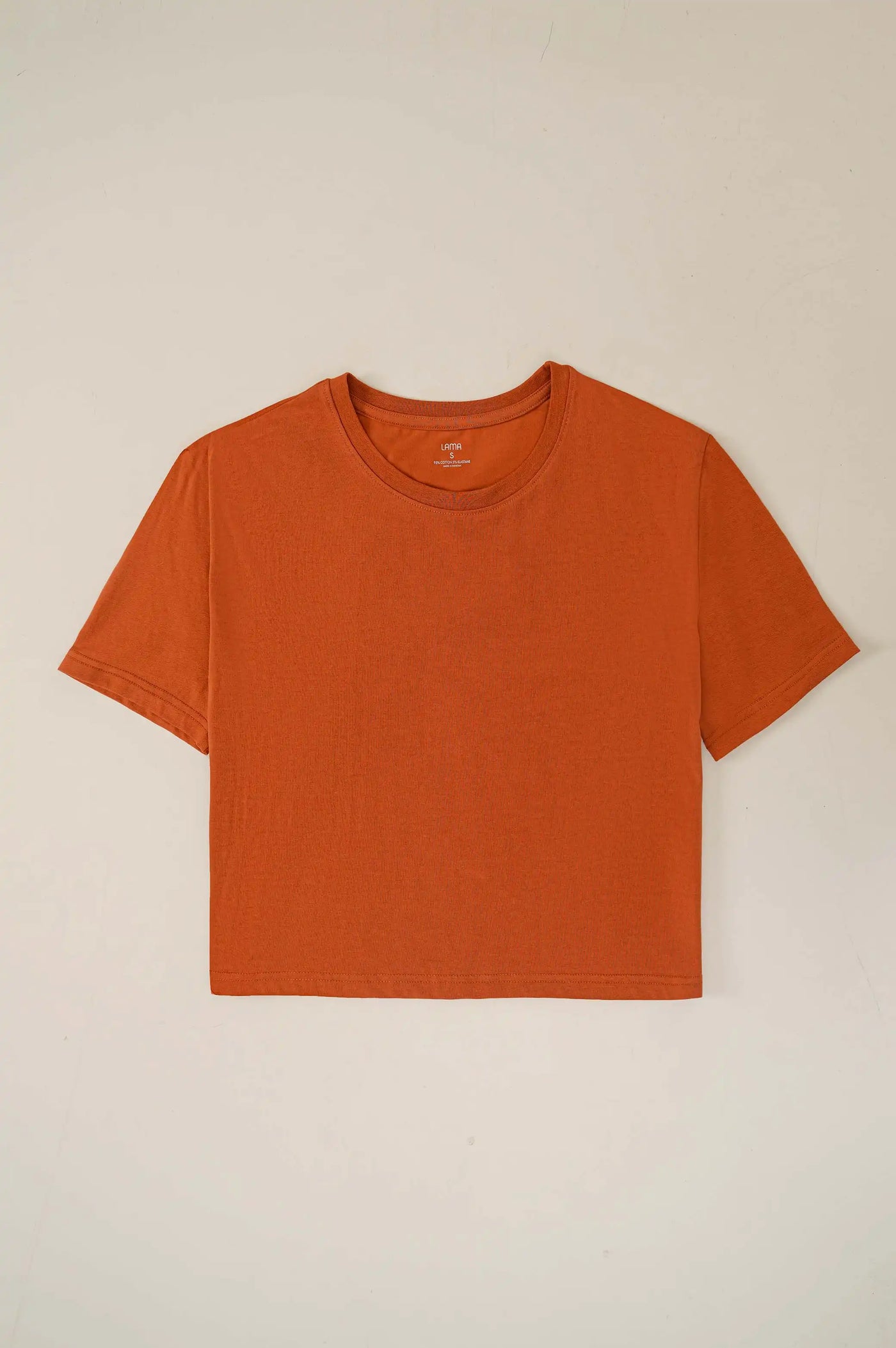 RUST CROPPED CREW NECK T-SHIRT