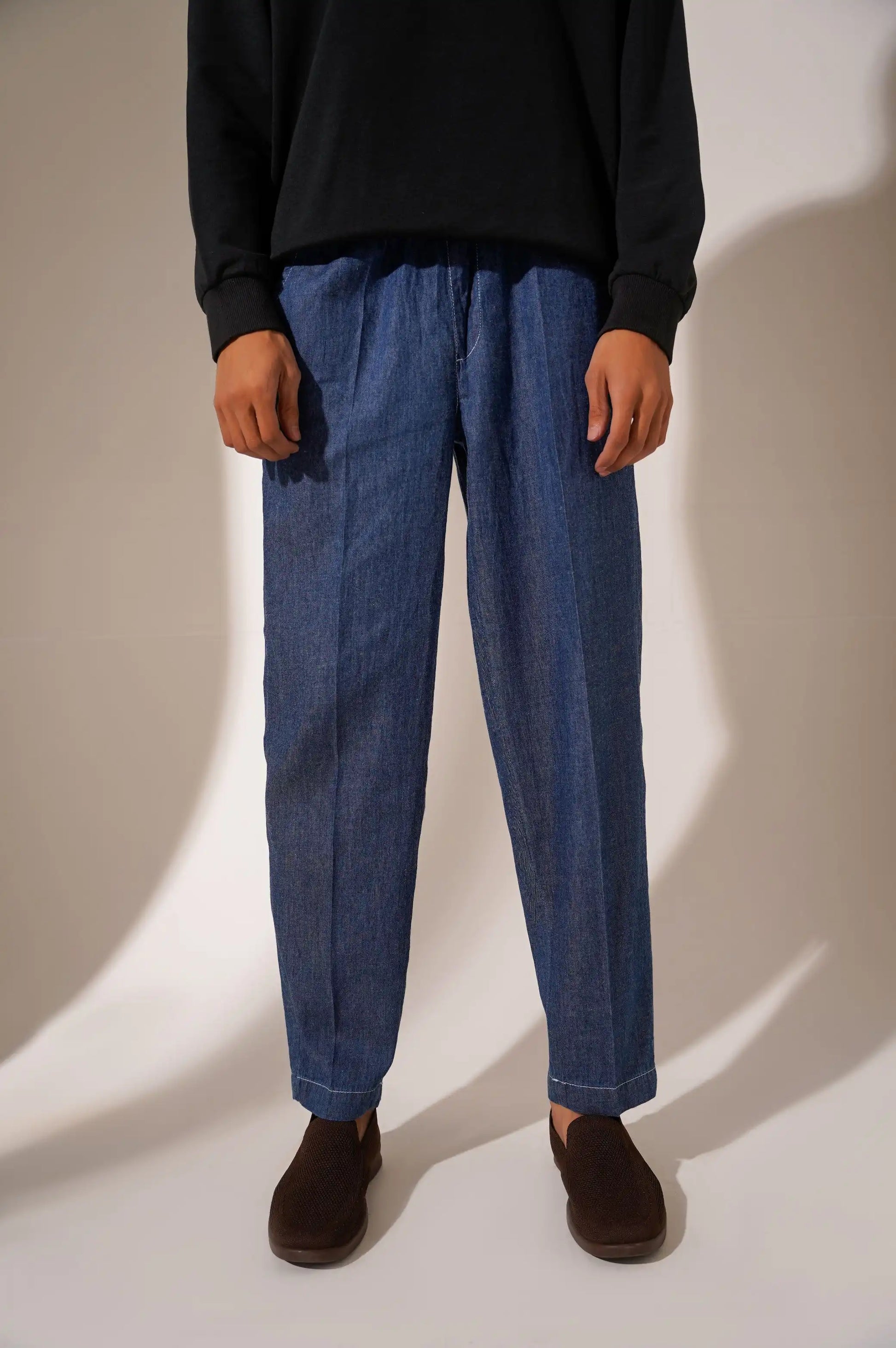 DENIM SLACKS - PANTS
