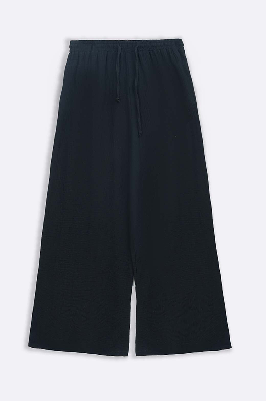 BLACK MUSLIN WIDE PANT