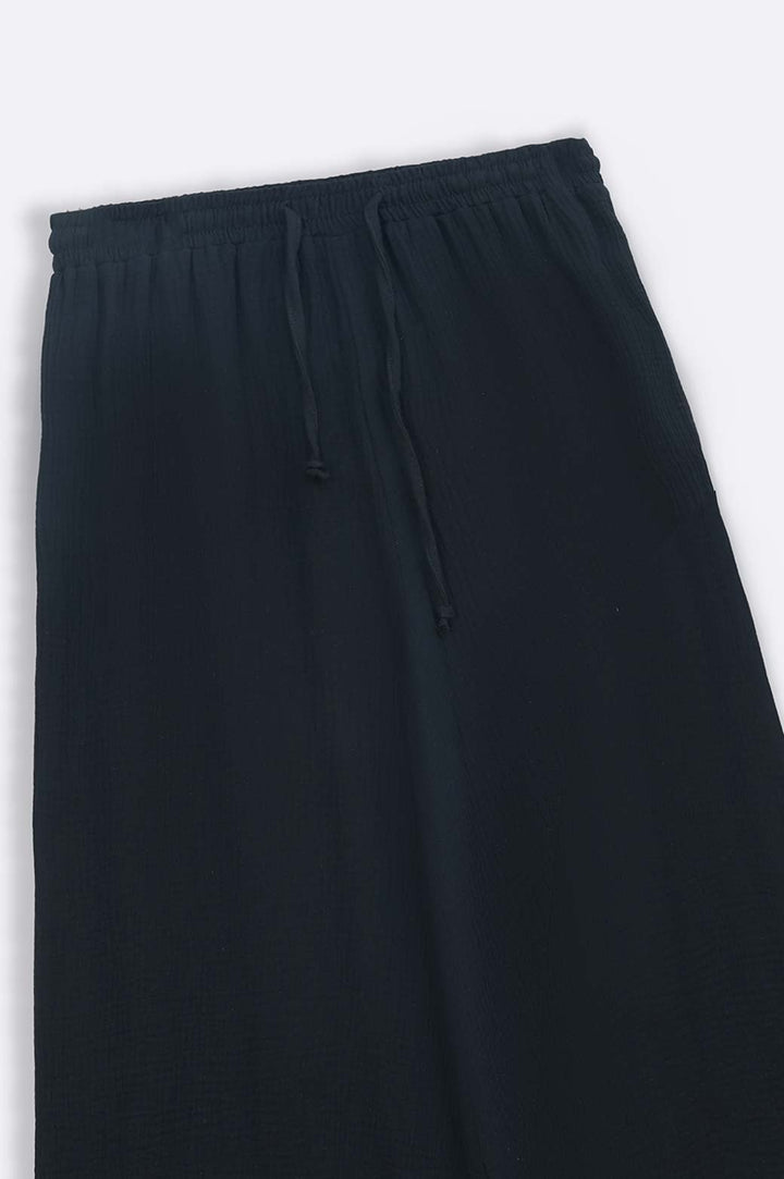 BLACK MUSLIN WIDE PANT