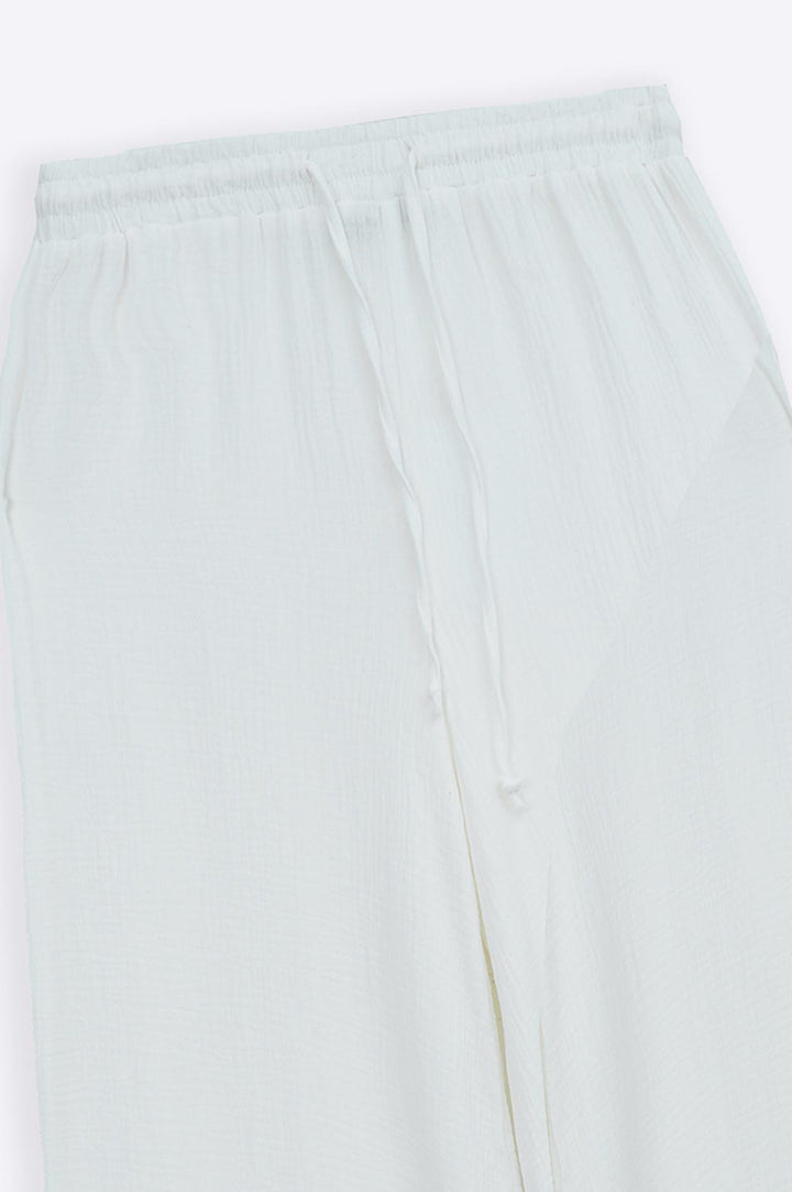 WHITE MUSLIN WIDE PANT