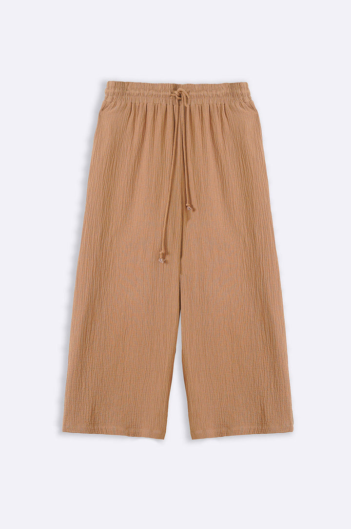 CAMEL CURVE MUSLIN PANTS