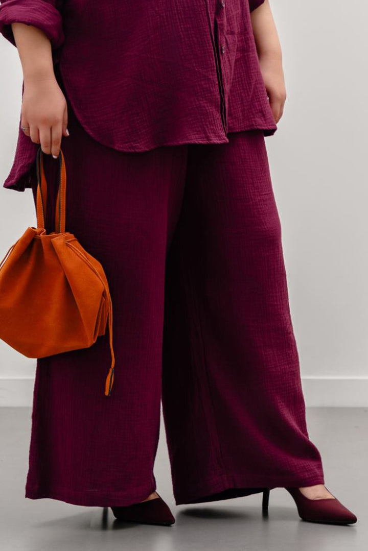 PLUM CURVE MUSLIN PANTS