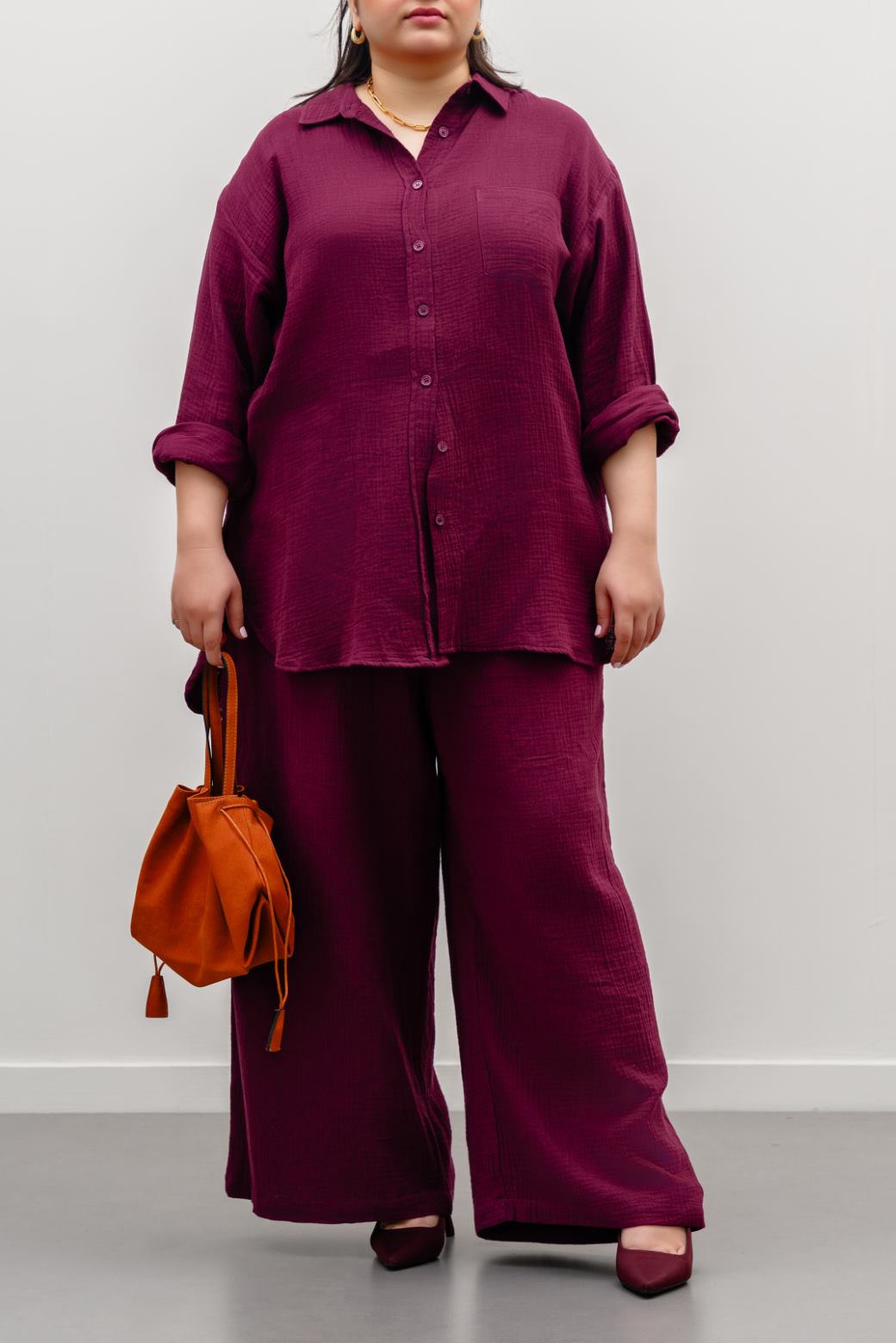 PLUM CURVE MUSLIN PANTS