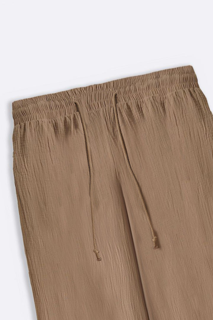 TAUPE CURVE MUSLIN PANTS