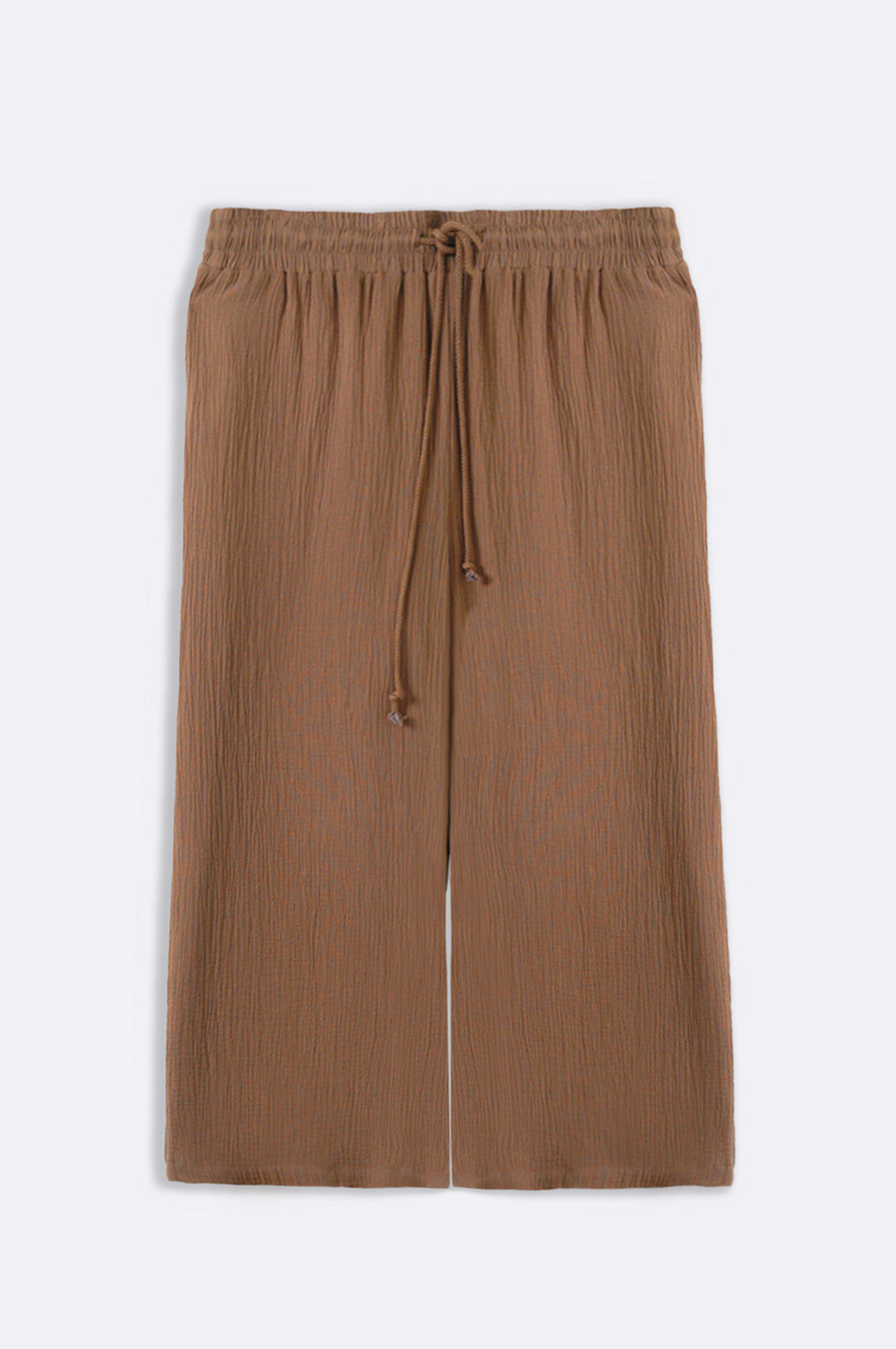 LIGHT CAMEL CURVE MUSLIN PANTS