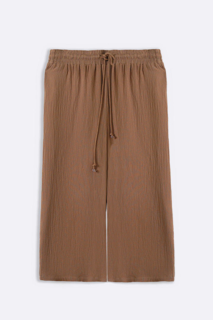 LIGHT CAMEL CURVE MUSLIN PANTS