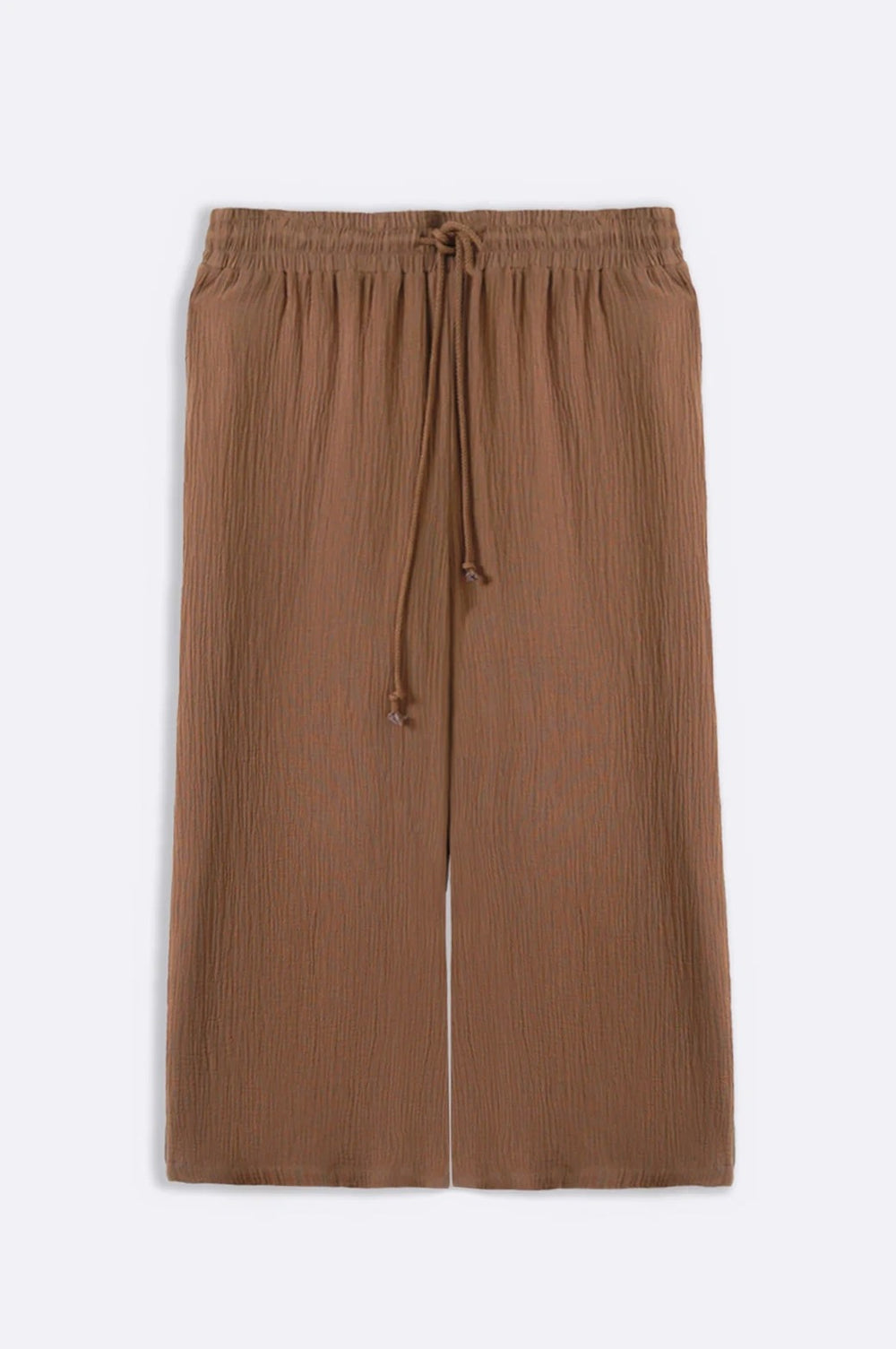 LIGHT CAMEL CURVE MUSLIN PANTS