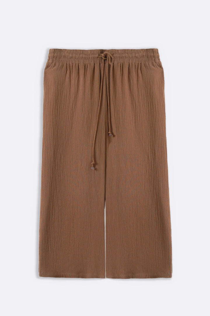 LIGHT CAMEL CURVE MUSLIN PANTS