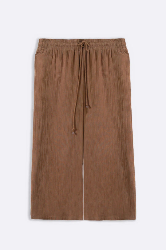 LIGHT CAMEL CURVE MUSLIN PANTS