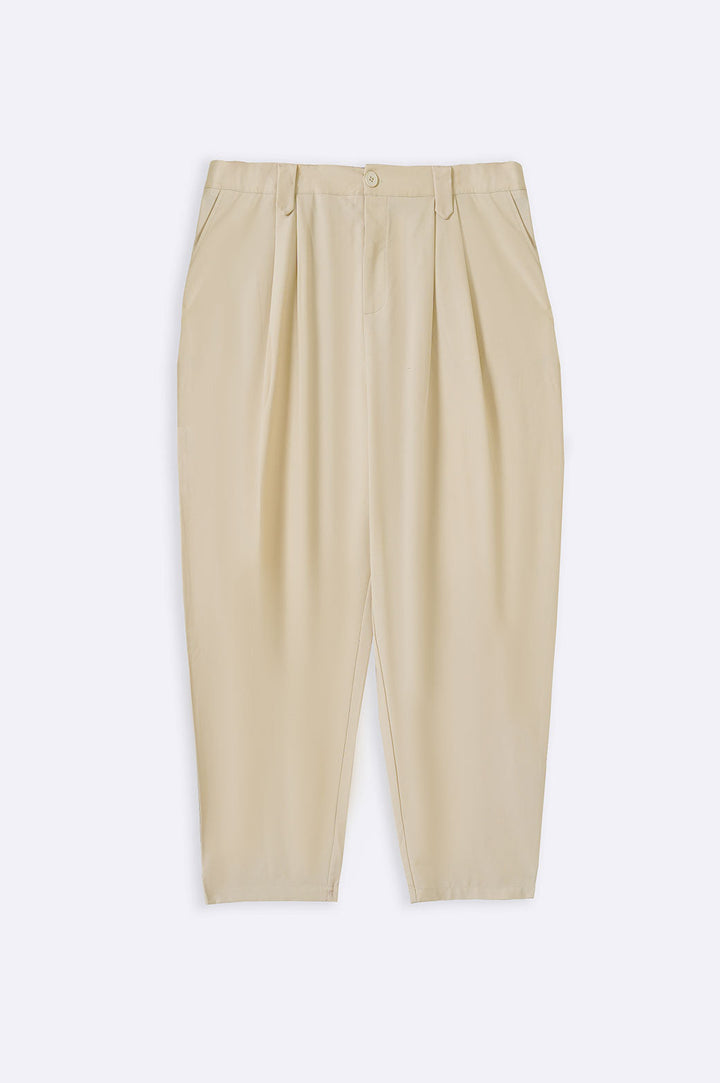 BEIGE CURVE SLOUCHY PANTS