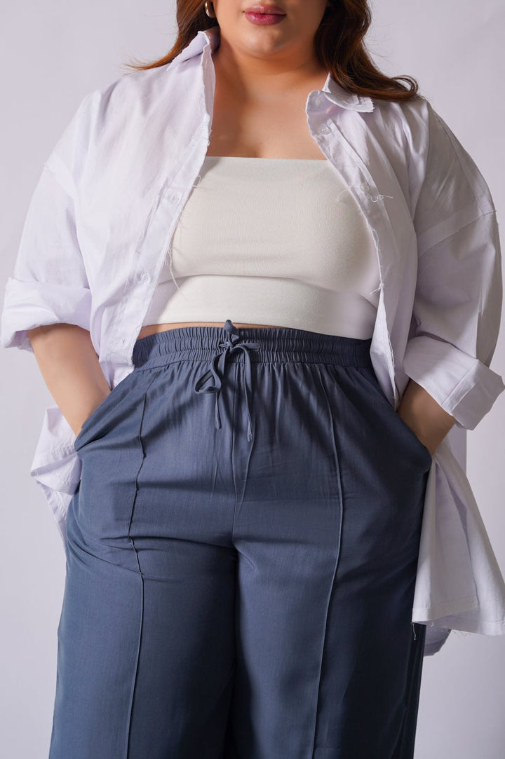 GREY CURVE DRAWSTRING PANTS