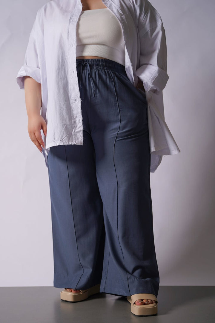 GREY CURVE DRAWSTRING PANTS