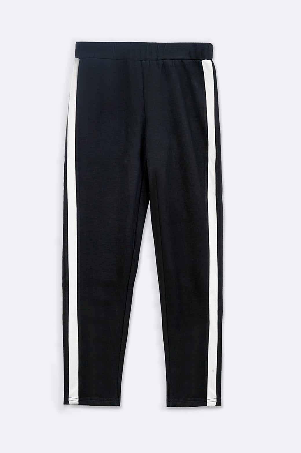 BLACK DAILY SLACKS WITH STRIPE