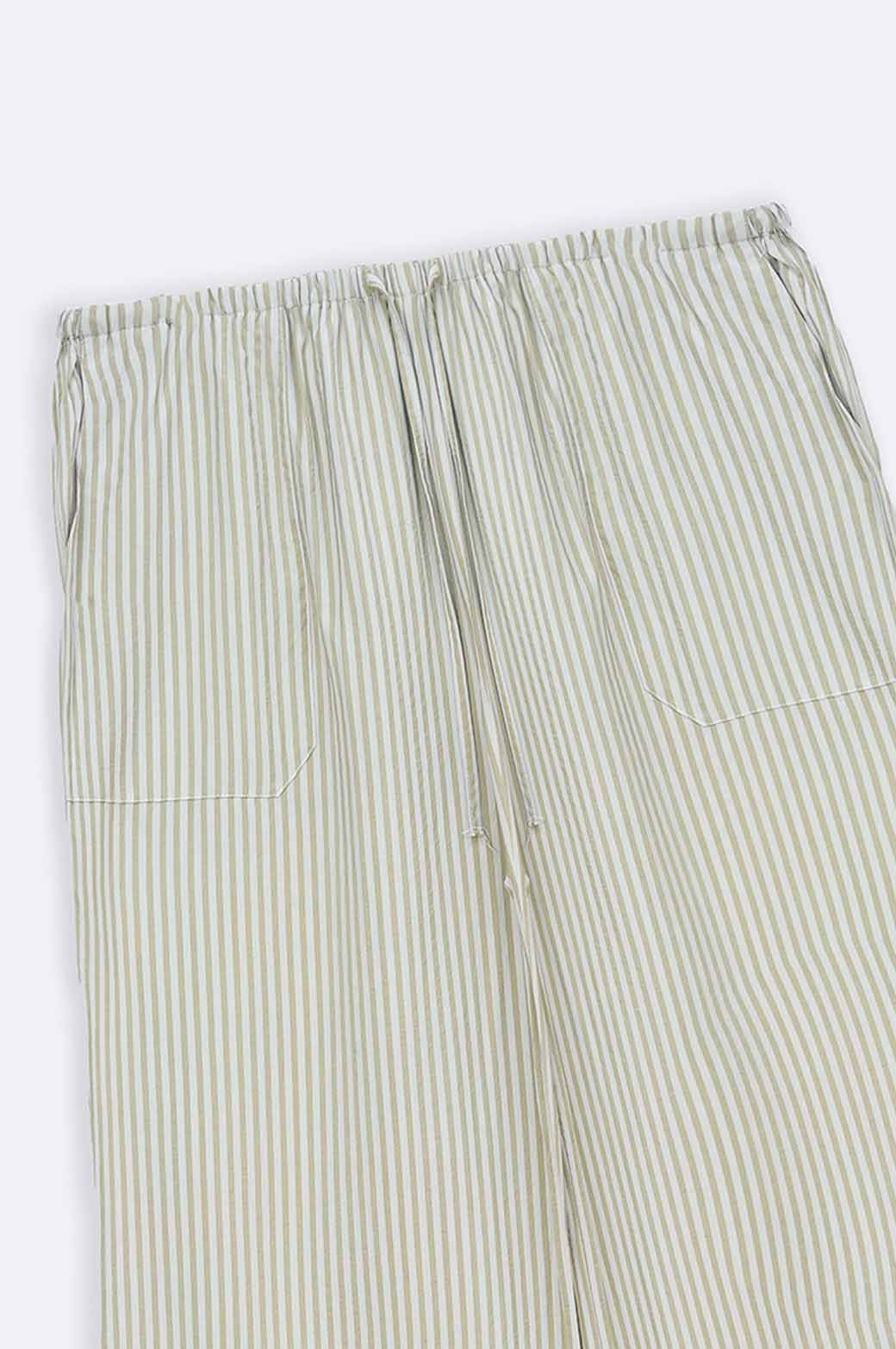 BEIGE STRIPED COTTON PANTS