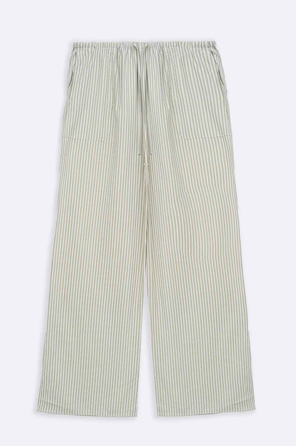 BEIGE STRIPED COTTON PANTS